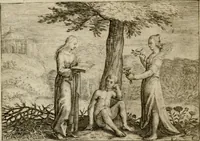 An illustration from Emblemata Florentii Schoonhovii I.C. Goudani, partim moralia, partim etiam civilia. Cum latiori eorundem ejusdem auctoris interpretatione. Accedunt et alia quaedam poëmatia in alijs poëmatum suorum libris non contenta (1618)