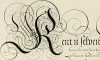 An illustration from Gram[m]ato-graphices : jn qvo varia scripturae emblemata, belgicis, germanicis, italicis, hispanicis, gallicis, et latinis characterib[us] exarata : cum singulorum anatomicis fundamentis ad exacté pingedum perquàm utilia, oculis spectanda jmitandaq[ue], proponuntur (1605)