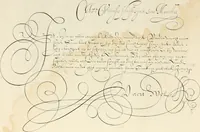 An illustration from Gram[m]ato-graphices : jn qvo varia scripturae emblemata, belgicis, germanicis, italicis, hispanicis, gallicis, et latinis characterib[us] exarata : cum singulorum anatomicis fundamentis ad exacté pingedum perquàm utilia, oculis spectanda jmitandaq[ue], proponuntur (1605)