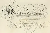 An illustration from Gram[m]ato-graphices : jn qvo varia scripturae emblemata, belgicis, germanicis, italicis, hispanicis, gallicis, et latinis characterib[us] exarata : cum singulorum anatomicis fundamentis ad exacté pingedum perquàm utilia, oculis spectanda jmitandaq[ue], proponuntur (1605)