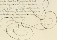 An illustration from Gram[m]ato-graphices : jn qvo varia scripturae emblemata, belgicis, germanicis, italicis, hispanicis, gallicis, et latinis characterib[us] exarata : cum singulorum anatomicis fundamentis ad exacté pingedum perquàm utilia, oculis spectanda jmitandaq[ue], proponuntur (1605)