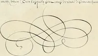 An illustration from Gram[m]ato-graphices : jn qvo varia scripturae emblemata, belgicis, germanicis, italicis, hispanicis, gallicis, et latinis characterib[us] exarata : cum singulorum anatomicis fundamentis ad exacté pingedum perquàm utilia, oculis spectanda jmitandaq[ue], proponuntur (1605)