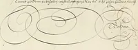 An illustration from Gram[m]ato-graphices : jn qvo varia scripturae emblemata, belgicis, germanicis, italicis, hispanicis, gallicis, et latinis characterib[us] exarata : cum singulorum anatomicis fundamentis ad exacté pingedum perquàm utilia, oculis spectanda jmitandaq[ue], proponuntur (1605)