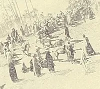 An illustration from Grand winter excursion to the Mediterranean, the Orient, and the Holy Land : including the Azores, Portugal, Spain, France, Italy, Sicily, Egypt, Palestine, Turkey, Greece, Malta, Tunis, and Algeria by the well-known fast twin-screw express steamship "La Touraine," 10,000 tons, 14,000 horse-power, length 540 feet, commander Santelli : sailing from New York, February 4th, 1896, and returning about April 5th, 1896, duration of round trip, two months (1895)