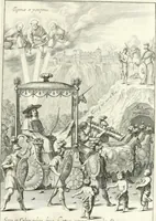 An illustration from Gratulatio panegyrica quam eminentissimo celsissimo ac reverendissimo domino, domino Guidobaldo ex comitatibus de Thun, S.R.E. cardinali, archiepiscopo Salisburgensi ... ad singulas dignitates meritissimo acceptas ex humillimo obsequio pro novis anni M.DC.LXVIII auspiciis, primis itidem calendis dixerunt musae Salisburgenses (1668)