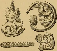An illustration from Grave-mounds and their contents; a manual of archaeology, as exemplified in the burials of the Celtic, the Romano-British, and the Anglo-Saxon periods (1870)