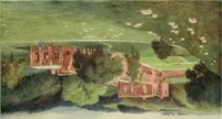 An illustration from The greater abbeys of England, with illustrations in colour after Warwick Goble (1908)
