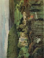 An illustration from The greater abbeys of England, with illustrations in colour after Warwick Goble (1908)