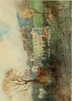 An illustration from The greater abbeys of England, with illustrations in colour after Warwick Goble (1908)