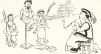An illustration from "Zopf ab" : die chinesische Affaire im Lichte der europäischen Karikatur (1900)