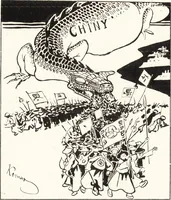 An illustration from "Zopf ab" : die chinesische Affaire im Lichte der europäischen Karikatur (1900)