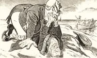 An illustration from "Zopf ab" : die chinesische Affaire im Lichte der europäischen Karikatur (1900)