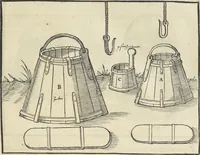 An illustration from Georgii Agricolae De re metallica : libri XII. Quibus officia, instrumenta, machinae, ac omnia deni[que] ad metallicam spectantia, non modo luculentissimè describuntur, sed & per effigies, suis locis infertas, adiunctis latinis, germanicis [que] appellationibus ita ob oculos ponuntur, ut clarius tradi non possint. ; Eiusdem De animantibus subterraneis liber, (1556)