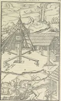 An illustration from Georgii Agricolae De re metallica : libri XII. Quibus officia, instrumenta, machinae, ac omnia deni[que] ad metallicam spectantia, non modo luculentissimè describuntur, sed & per effigies, suis locis infertas, adiunctis latinis, germanicis [que] appellationibus ita ob oculos ponuntur, ut clarius tradi non possint. ; Eiusdem De animantibus subterraneis liber, (1556)
