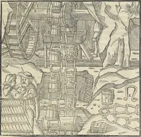 Picture 82 of 283 from Georgii Agricolae De re metallica : libri XII. Quibus officia, instrumenta, machinae, ac omnia deni[que] ad metallicam spectantia, non modo luculentissimè describuntur, sed & per effigies, suis locis infertas, adiunctis latinis, germanicis [que] appellationibus ita ob oculos ponuntur, ut clarius tradi non possint. ; Eiusdem De animantibus subterraneis liber, (1556), leaf 152