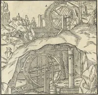 Picture 90 of 283 from Georgii Agricolae De re metallica : libri XII. Quibus officia, instrumenta, machinae, ac omnia deni[que] ad metallicam spectantia, non modo luculentissimè describuntur, sed & per effigies, suis locis infertas, adiunctis latinis, germanicis [que] appellationibus ita ob oculos ponuntur, ut clarius tradi non possint. ; Eiusdem De animantibus subterraneis liber, (1556), leaf 165