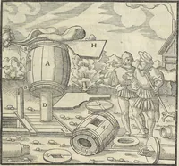 An illustration from Georgii Agricolae De re metallica : libri XII. Quibus officia, instrumenta, machinae, ac omnia deni[que] ad metallicam spectantia, non modo luculentissimè describuntur, sed & per effigies, suis locis infertas, adiunctis latinis, germanicis [que] appellationibus ita ob oculos ponuntur, ut clarius tradi non possint. ; Eiusdem De animantibus subterraneis liber, (1556)