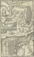 An illustration from Georgii Agricolae De re metallica : libri XII. Quibus officia, instrumenta, machinae, ac omnia deni[que] ad metallicam spectantia, non modo luculentissimè describuntur, sed & per effigies, suis locis infertas, adiunctis latinis, germanicis [que] appellationibus ita ob oculos ponuntur, ut clarius tradi non possint. ; Eiusdem De animantibus subterraneis liber, (1556)