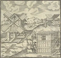 Picture 102 of 283 from Georgii Agricolae De re metallica : libri XII. Quibus officia, instrumenta, machinae, ac omnia deni[que] ad metallicam spectantia, non modo luculentissimè describuntur, sed & per effigies, suis locis infertas, adiunctis latinis, germanicis [que] appellationibus ita ob oculos ponuntur, ut clarius tradi non possint. ; Eiusdem De animantibus subterraneis liber, (1556), leaf 182