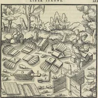 Picture 104 of 283 from Georgii Agricolae De re metallica : libri XII. Quibus officia, instrumenta, machinae, ac omnia deni[que] ad metallicam spectantia, non modo luculentissimè describuntur, sed & per effigies, suis locis infertas, adiunctis latinis, germanicis [que] appellationibus ita ob oculos ponuntur, ut clarius tradi non possint. ; Eiusdem De animantibus subterraneis liber, (1556), leaf 184