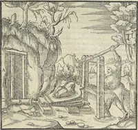 An illustration from Georgii Agricolae De re metallica : libri XII. Quibus officia, instrumenta, machinae, ac omnia deni[que] ad metallicam spectantia, non modo luculentissimè describuntur, sed & per effigies, suis locis infertas, adiunctis latinis, germanicis [que] appellationibus ita ob oculos ponuntur, ut clarius tradi non possint. ; Eiusdem De animantibus subterraneis liber, (1556)