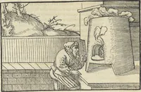 An illustration from Georgii Agricolae De re metallica : libri XII. Quibus officia, instrumenta, machinae, ac omnia deni[que] ad metallicam spectantia, non modo luculentissimè describuntur, sed & per effigies, suis locis infertas, adiunctis latinis, germanicis [que] appellationibus ita ob oculos ponuntur, ut clarius tradi non possint. ; Eiusdem De animantibus subterraneis liber, (1556)