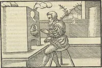 An illustration from Georgii Agricolae De re metallica : libri XII. Quibus officia, instrumenta, machinae, ac omnia deni[que] ad metallicam spectantia, non modo luculentissimè describuntur, sed & per effigies, suis locis infertas, adiunctis latinis, germanicis [que] appellationibus ita ob oculos ponuntur, ut clarius tradi non possint. ; Eiusdem De animantibus subterraneis liber, (1556)