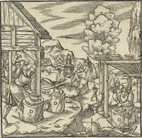 Picture 124 of 283 from Georgii Agricolae De re metallica : libri XII. Quibus officia, instrumenta, machinae, ac omnia deni[que] ad metallicam spectantia, non modo luculentissimè describuntur, sed & per effigies, suis locis infertas, adiunctis latinis, germanicis [que] appellationibus ita ob oculos ponuntur, ut clarius tradi non possint. ; Eiusdem De animantibus subterraneis liber, (1556), leaf 229