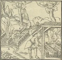 Picture 128 of 283 from Georgii Agricolae De re metallica : libri XII. Quibus officia, instrumenta, machinae, ac omnia deni[que] ad metallicam spectantia, non modo luculentissimè describuntur, sed & per effigies, suis locis infertas, adiunctis latinis, germanicis [que] appellationibus ita ob oculos ponuntur, ut clarius tradi non possint. ; Eiusdem De animantibus subterraneis liber, (1556), leaf 233