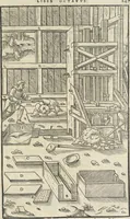 Picture 153 of 283 from Georgii Agricolae De re metallica : libri XII. Quibus officia, instrumenta, machinae, ac omnia deni[que] ad metallicam spectantia, non modo luculentissimè describuntur, sed & per effigies, suis locis infertas, adiunctis latinis, germanicis [que] appellationibus ita ob oculos ponuntur, ut clarius tradi non possint. ; Eiusdem De animantibus subterraneis liber, (1556), leaf 264