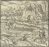 Picture 162 of 283 from Georgii Agricolae De re metallica : libri XII. Quibus officia, instrumenta, machinae, ac omnia deni[que] ad metallicam spectantia, non modo luculentissimè describuntur, sed & per effigies, suis locis infertas, adiunctis latinis, germanicis [que] appellationibus ita ob oculos ponuntur, ut clarius tradi non possint. ; Eiusdem De animantibus subterraneis liber, (1556), leaf 275