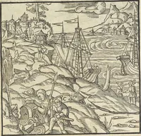 An illustration from Georgii Agricolae De re metallica : libri XII. Quibus officia, instrumenta, machinae, ac omnia deni[que] ad metallicam spectantia, non modo luculentissimè describuntur, sed & per effigies, suis locis infertas, adiunctis latinis, germanicis [que] appellationibus ita ob oculos ponuntur, ut clarius tradi non possint. ; Eiusdem De animantibus subterraneis liber, (1556)