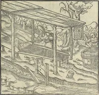 Picture 169 of 283 from Georgii Agricolae De re metallica : libri XII. Quibus officia, instrumenta, machinae, ac omnia deni[que] ad metallicam spectantia, non modo luculentissimè describuntur, sed & per effigies, suis locis infertas, adiunctis latinis, germanicis [que] appellationibus ita ob oculos ponuntur, ut clarius tradi non possint. ; Eiusdem De animantibus subterraneis liber, (1556), leaf 282