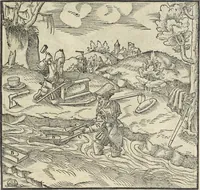 Picture 171 of 283 from Georgii Agricolae De re metallica : libri XII. Quibus officia, instrumenta, machinae, ac omnia deni[que] ad metallicam spectantia, non modo luculentissimè describuntur, sed & per effigies, suis locis infertas, adiunctis latinis, germanicis [que] appellationibus ita ob oculos ponuntur, ut clarius tradi non possint. ; Eiusdem De animantibus subterraneis liber, (1556), leaf 284