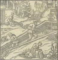 Picture 176 of 283 from Georgii Agricolae De re metallica : libri XII. Quibus officia, instrumenta, machinae, ac omnia deni[que] ad metallicam spectantia, non modo luculentissimè describuntur, sed & per effigies, suis locis infertas, adiunctis latinis, germanicis [que] appellationibus ita ob oculos ponuntur, ut clarius tradi non possint. ; Eiusdem De animantibus subterraneis liber, (1556), leaf 289