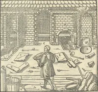 Picture 188 of 283 from Georgii Agricolae De re metallica : libri XII. Quibus officia, instrumenta, machinae, ac omnia deni[que] ad metallicam spectantia, non modo luculentissimè describuntur, sed & per effigies, suis locis infertas, adiunctis latinis, germanicis [que] appellationibus ita ob oculos ponuntur, ut clarius tradi non possint. ; Eiusdem De animantibus subterraneis liber, (1556), leaf 303