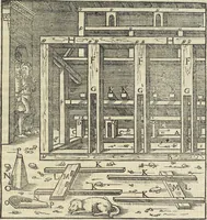 Picture 191 of 283 from Georgii Agricolae De re metallica : libri XII. Quibus officia, instrumenta, machinae, ac omnia deni[que] ad metallicam spectantia, non modo luculentissimè describuntur, sed & per effigies, suis locis infertas, adiunctis latinis, germanicis [que] appellationibus ita ob oculos ponuntur, ut clarius tradi non possint. ; Eiusdem De animantibus subterraneis liber, (1556), leaf 314