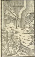 An illustration from Georgii Agricolae De re metallica : libri XII. Quibus officia, instrumenta, machinae, ac omnia deni[que] ad metallicam spectantia, non modo luculentissimè describuntur, sed & per effigies, suis locis infertas, adiunctis latinis, germanicis [que] appellationibus ita ob oculos ponuntur, ut clarius tradi non possint. ; Eiusdem De animantibus subterraneis liber, (1556)