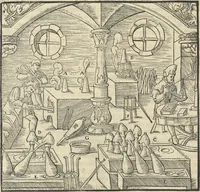 An illustration from Georgii Agricolae De re metallica : libri XII. Quibus officia, instrumenta, machinae, ac omnia deni[que] ad metallicam spectantia, non modo luculentissimè describuntur, sed & per effigies, suis locis infertas, adiunctis latinis, germanicis [que] appellationibus ita ob oculos ponuntur, ut clarius tradi non possint. ; Eiusdem De animantibus subterraneis liber, (1556)