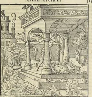 An illustration from Georgii Agricolae De re metallica : libri XII. Quibus officia, instrumenta, machinae, ac omnia deni[que] ad metallicam spectantia, non modo luculentissimè describuntur, sed & per effigies, suis locis infertas, adiunctis latinis, germanicis [que] appellationibus ita ob oculos ponuntur, ut clarius tradi non possint. ; Eiusdem De animantibus subterraneis liber, (1556)