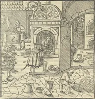 Picture 224 of 283 from Georgii Agricolae De re metallica : libri XII. Quibus officia, instrumenta, machinae, ac omnia deni[que] ad metallicam spectantia, non modo luculentissimè describuntur, sed & per effigies, suis locis infertas, adiunctis latinis, germanicis [que] appellationibus ita ob oculos ponuntur, ut clarius tradi non possint. ; Eiusdem De animantibus subterraneis liber, (1556), leaf 379
