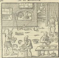 Picture 234 of 283 from Georgii Agricolae De re metallica : libri XII. Quibus officia, instrumenta, machinae, ac omnia deni[que] ad metallicam spectantia, non modo luculentissimè describuntur, sed & per effigies, suis locis infertas, adiunctis latinis, germanicis [que] appellationibus ita ob oculos ponuntur, ut clarius tradi non possint. ; Eiusdem De animantibus subterraneis liber, (1556), leaf 403