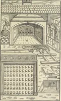 An illustration from Georgii Agricolae De re metallica : libri XII. Quibus officia, instrumenta, machinae, ac omnia deni[que] ad metallicam spectantia, non modo luculentissimè describuntur, sed & per effigies, suis locis infertas, adiunctis latinis, germanicis [que] appellationibus ita ob oculos ponuntur, ut clarius tradi non possint. ; Eiusdem De animantibus subterraneis liber, (1556)