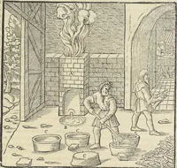 Picture 255 of 283 from Georgii Agricolae De re metallica : libri XII. Quibus officia, instrumenta, machinae, ac omnia deni[que] ad metallicam spectantia, non modo luculentissimè describuntur, sed & per effigies, suis locis infertas, adiunctis latinis, germanicis [que] appellationibus ita ob oculos ponuntur, ut clarius tradi non possint. ; Eiusdem De animantibus subterraneis liber, (1556), leaf 452