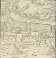 Picture 264 of 283 from Georgii Agricolae De re metallica : libri XII. Quibus officia, instrumenta, machinae, ac omnia deni[que] ad metallicam spectantia, non modo luculentissimè describuntur, sed & per effigies, suis locis infertas, adiunctis latinis, germanicis [que] appellationibus ita ob oculos ponuntur, ut clarius tradi non possint. ; Eiusdem De animantibus subterraneis liber, (1556), leaf 468