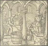 Picture 265 of 283 from Georgii Agricolae De re metallica : libri XII. Quibus officia, instrumenta, machinae, ac omnia deni[que] ad metallicam spectantia, non modo luculentissimè describuntur, sed & per effigies, suis locis infertas, adiunctis latinis, germanicis [que] appellationibus ita ob oculos ponuntur, ut clarius tradi non possint. ; Eiusdem De animantibus subterraneis liber, (1556), leaf 469