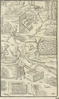 Picture 268 of 283 from Georgii Agricolae De re metallica : libri XII. Quibus officia, instrumenta, machinae, ac omnia deni[que] ad metallicam spectantia, non modo luculentissimè describuntur, sed & per effigies, suis locis infertas, adiunctis latinis, germanicis [que] appellationibus ita ob oculos ponuntur, ut clarius tradi non possint. ; Eiusdem De animantibus subterraneis liber, (1556), leaf 475