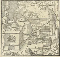 An illustration from Georgii Agricolae De re metallica : libri XII. Quibus officia, instrumenta, machinae, ac omnia deni[que] ad metallicam spectantia, non modo luculentissimè describuntur, sed & per effigies, suis locis infertas, adiunctis latinis, germanicis [que] appellationibus ita ob oculos ponuntur, ut clarius tradi non possint. ; Eiusdem De animantibus subterraneis liber, (1556)