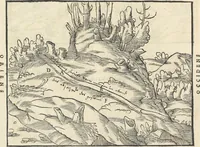 An illustration from Georgii Agricolae De re metallica : libri XII. Quibus officia, instrumenta, machinae, ac omnia deni[que] ad metallicam spectantia, non modo luculentissimè describuntur, sed & per effigies, suis locis infertas, adiunctis latinis, germanicis [que] appellationibus ita ob oculos ponuntur, ut clarius tradi non possint. ; Eiusdem De animantibus subterraneis liber, (1556)