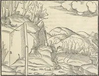 Picture 34 of 283 from Georgii Agricolae De re metallica : libri XII. Quibus officia, instrumenta, machinae, ac omnia deni[que] ad metallicam spectantia, non modo luculentissimè describuntur, sed & per effigies, suis locis infertas, adiunctis latinis, germanicis [que] appellationibus ita ob oculos ponuntur, ut clarius tradi non possint. ; Eiusdem De animantibus subterraneis liber, (1556), leaf 64